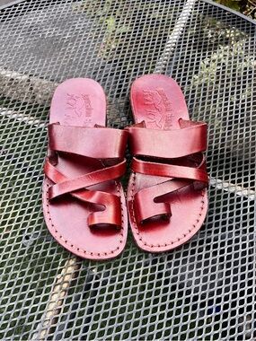 Jerusalem Sandals Bohemian Exodus Women's Brown Leather Slip On Size 39 US 8